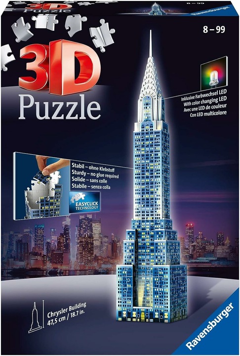 Actual product image Ravensburger Night Edition: Chrysler Building - 3D building puzzle (216 pieces)