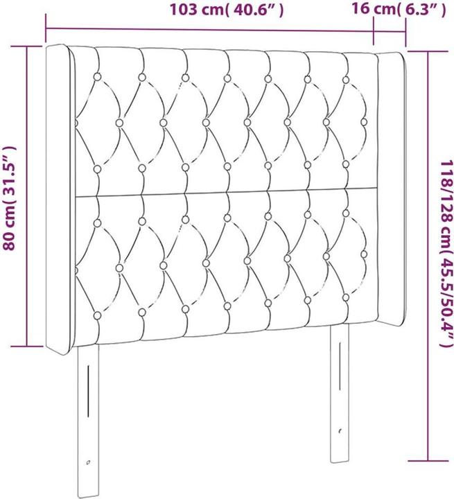 Actual product image vidaXL LED Kopfteil (103 x 16 x 128 cm)
