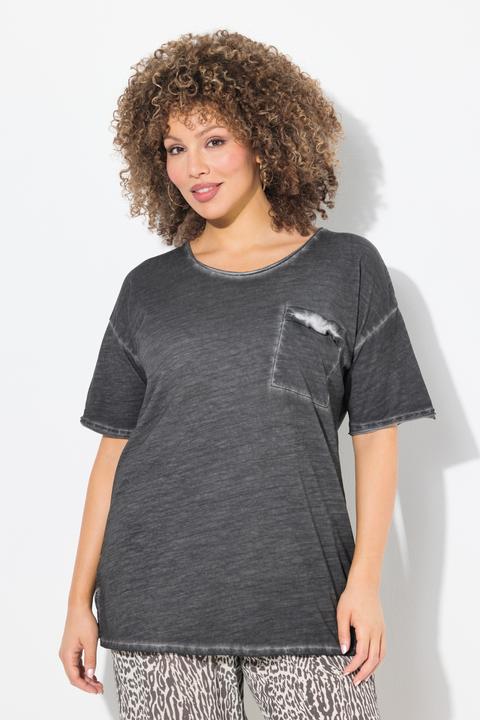 Produktbild Ulla Popken T-Shirt, oversized, Rüschen-Brusttasche, Halbarm (58)