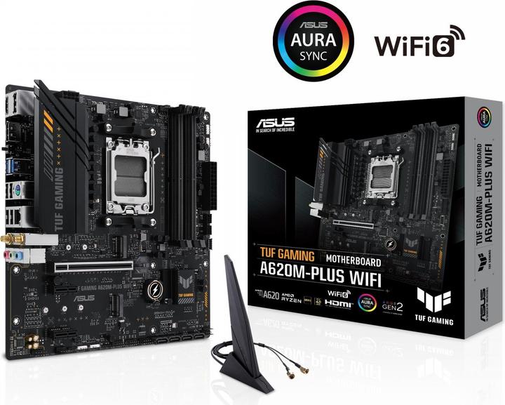 Productafbeelding ASUS TUF GAMING A620M-PLUS WIFI (AM5, AMD A620, mATX)