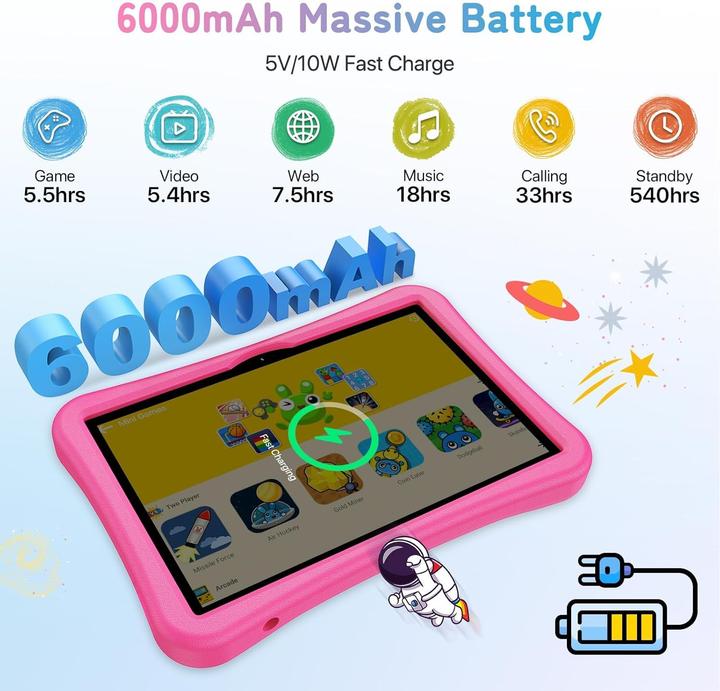 Image du produit Umidigi Kinder-Tablet mit Elterlicher Kontrolle (4G, 10.10", 128 Go, Pink)