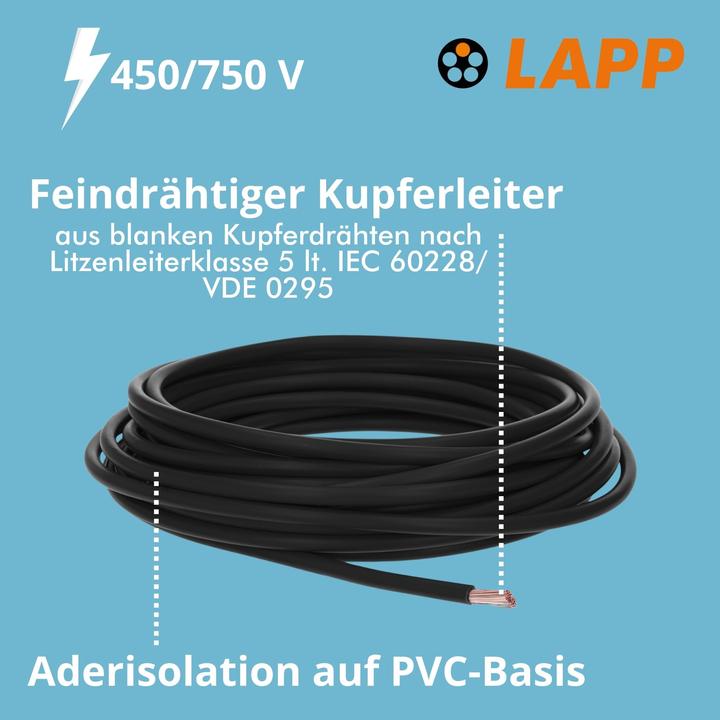 Actual product image Lapp 5m 10mm² H07V-K single core stranded cable single core flexible (grey) (5 m)