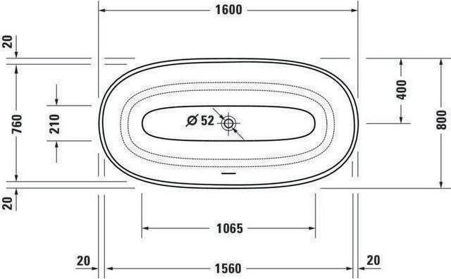 Actual product image Duravit Bathtub WHITE TULIP 1600x800 free-standing 2 back slopes white