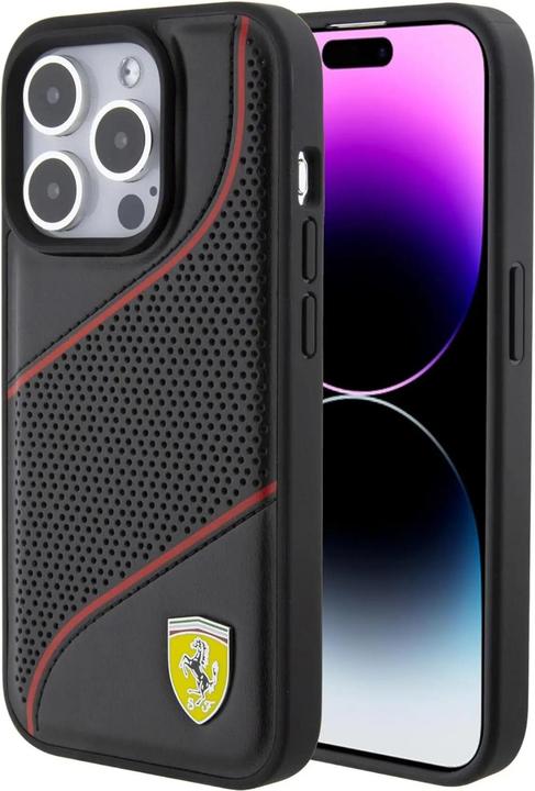 Produktbild Ferrari FEHCP15LPWAK iPhone 15 Pro 6.1" czarny/black hardcase Perforated Waves Metal Logo (Apple iPhone 15 Pro)