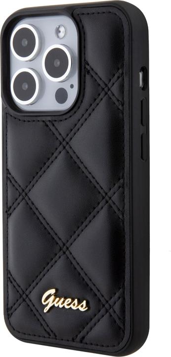 Actual product image Guess GUHCP15XPSQSQSK iPhone 15 Pro Max 6.7" czarny/black hardcase Quilted Metal Logo (Apple iPhone 15 Pro Max)