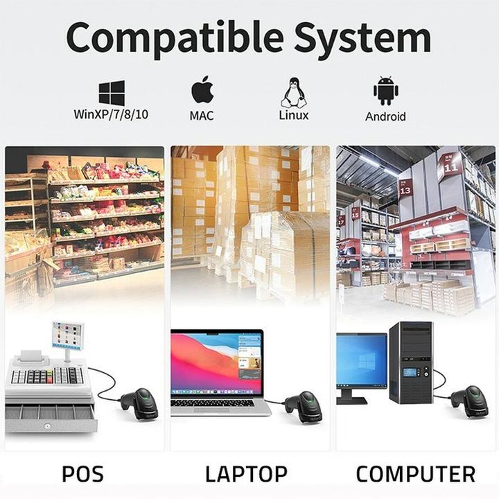 Actual product image Qoltec Laserowy czytnik kodów kreskowych 1D | 2D | czarny (1D barcodes, 2D barcodes, QR Code)