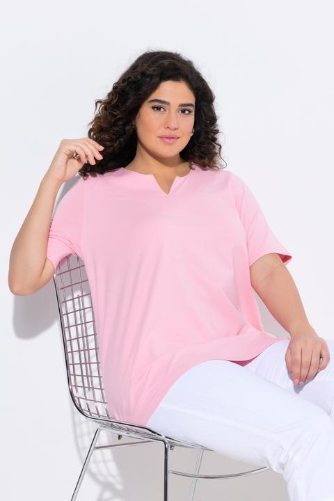 Immagine prodotto Ulla Popken T-shirt dal taglio svasato con scollo a tunica e mezze maniche (42, 44)