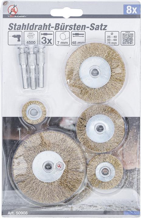 Actual product image BGS Steel Wire brush Set Ø 25 - 75 mm 8 pcs.