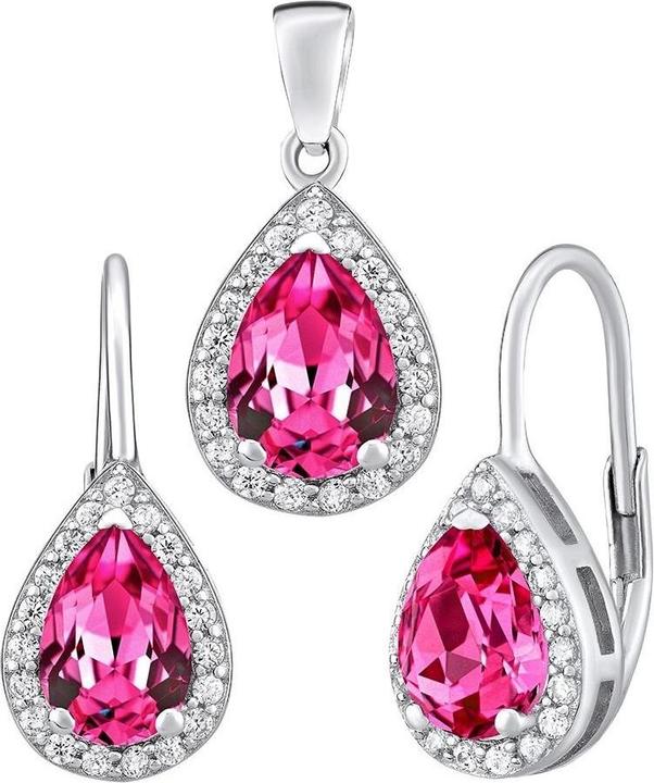 Produktbild Silvego Silver jewelry set MONACO earrings and pendant with synthetic ruby LPS0341R (925 Sterling Silber)