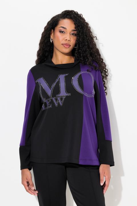 Produktbild Ulla Popken Sweatshirt, Zierstein-Schriftzug, Stehkragen, Langarm (58)