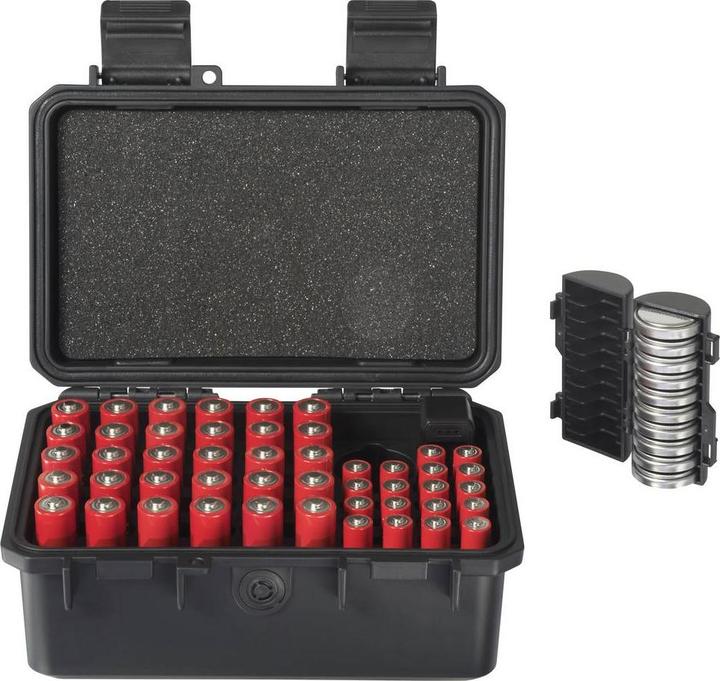 Immagine prodotto Voltcraft Outdoor Akku-/Batteriekoffer 58x Mignon (AA), Micro (AAA), Mini (AAAA