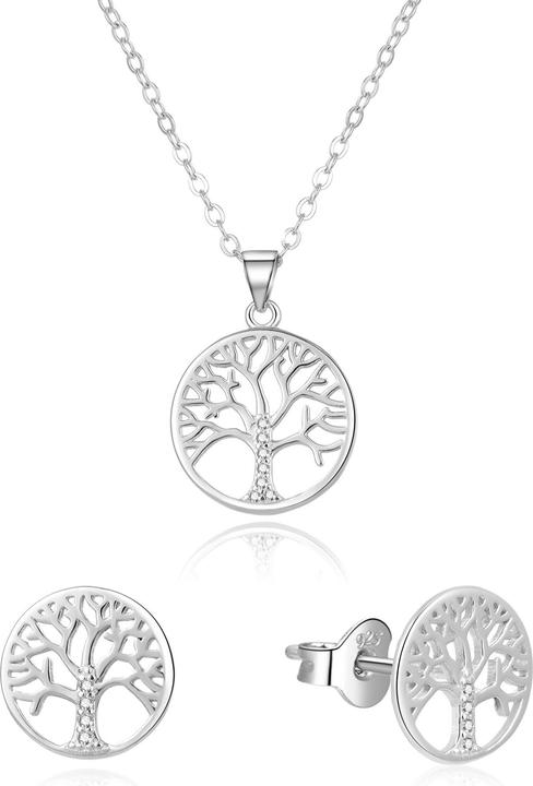 Beneto Silver Set of Tree of Life Jewelry AGSET214R (Necklace, Earrings) (Silber)