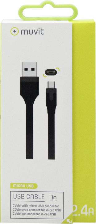Actual product image Muvit Tab Cable Plat Charge & Synchro 2.4a Usb/Micro-Usb 1m Noir (1 m, USB 2.0)