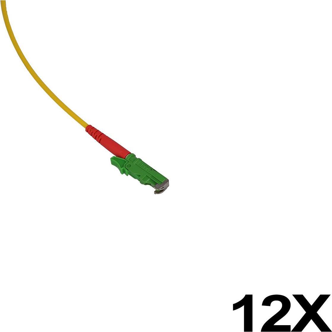BlueOptics FTTH LWL Faserpigtail, einfarbig, 12x, 1 Meter, E2000/UPC, G.657.A1 Singlemode, Transceiver, Gelb