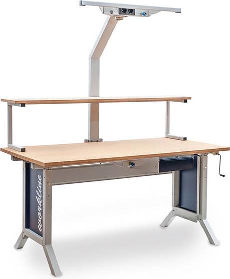 Image du produit Bedrunka & hirth workline basic table with crank adjustment with extension frame, 1 x drawer block with 1 x drawer (150 cm, 75 cm)
