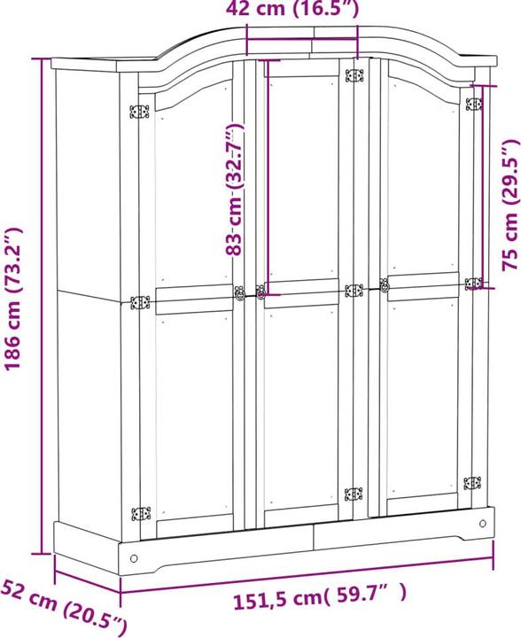Actual product image vidaXL Kleiderschrank (151.50 x 52 x 186 cm)