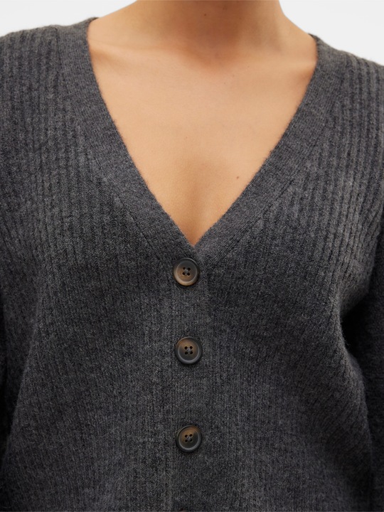 Produktbild Vero Moda Normal geschnitten V-Ausschnitt Gerippte Ärmelbündchen Ballonärmel Strickjacke Strickjacke (M)