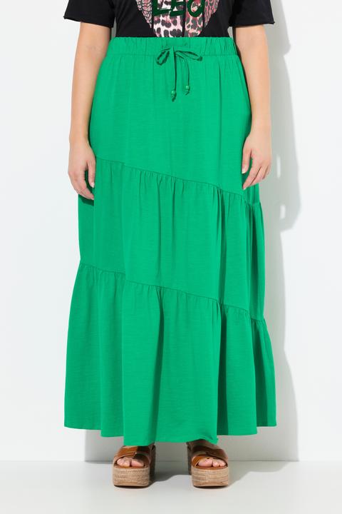 Actual product image Ulla Popken Asymmetric Flounce Panel Elastic Waist Skirt (54)
