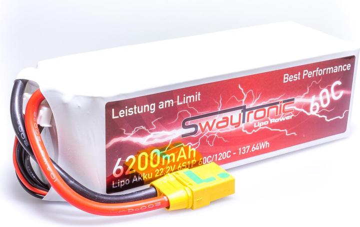 Swaytronic 6S1P 22.2V 6200mAh 60C/120C XT90 (22.20 V, 6200 mAh)