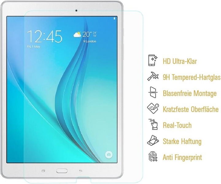 Produktbild Protectorking 1x echtes Tempered 9H Panzerhartglas 3D KLAR (1 Stück, Galaxy Tab E 9.6)