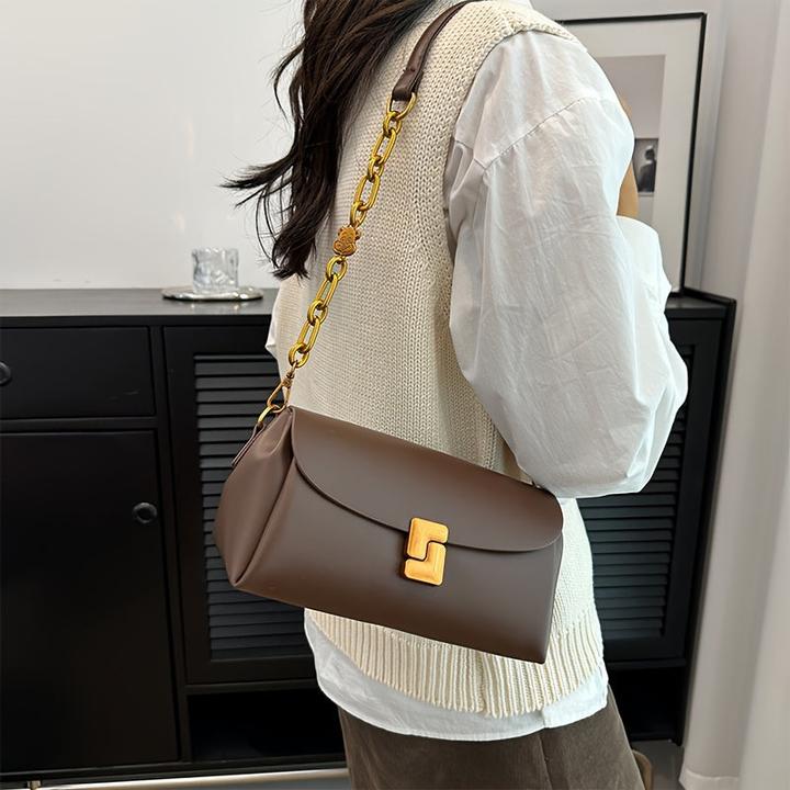 Actual product image Only-Bags.Store Elegante schwarze Kunstleder-Kreuztasche, einfarbig, verstellbarer Riemen, Reissverschluss