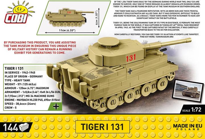 Actual product image Cobi H.C. WWII Tiger I 131 1:72