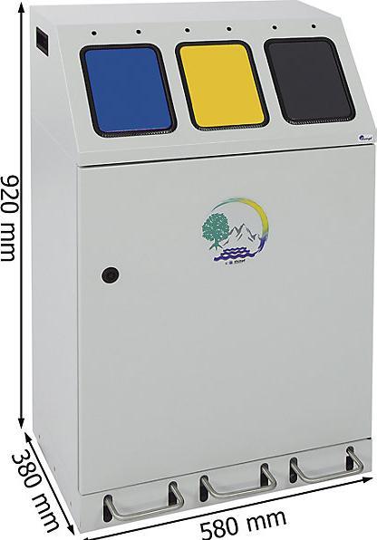 Actual product image Recyclable waste collector, steel, capacity 3 x 30 l, TRIPLEX, 3 inner (30 l)