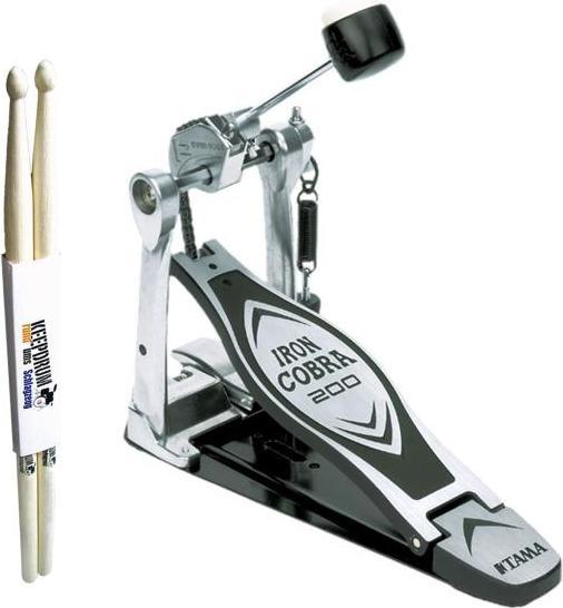 Tama Fussmaschine HP200P Iron Cobra Einzel-Pedal mit Drumsticks