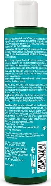 Valeurs nutritives et ingrédients Weleda Romarin (Shampoing liquide)