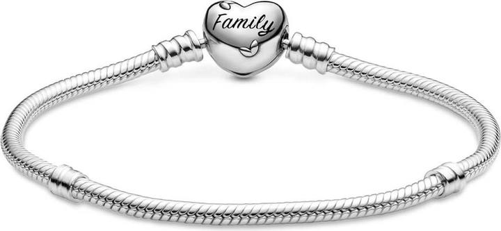 Actual product image Pandora Snake Chain Heart Clasp Bracelet (19 cm, Silver 925, Enamel)