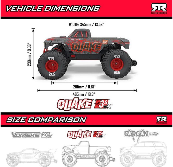 Immagine prodotto Arrma Monster Truck QUAKE 223S DSC ARTR 1:10 - Rot (ARR Quasi lettura a corredo)