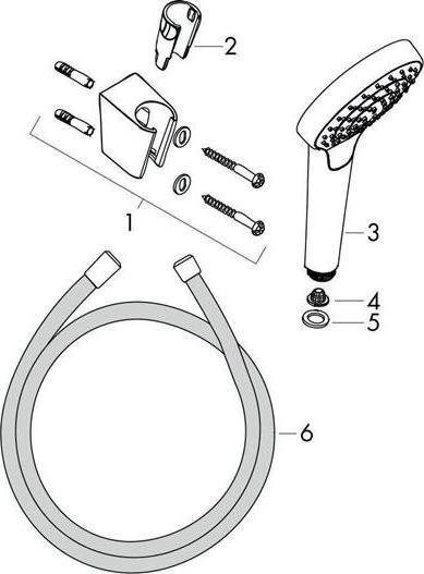 Actual product image hansgrohe Croma Select S shower head bracket set Vario with shower hose 125 cm (3 Beam types, 15 l/min)