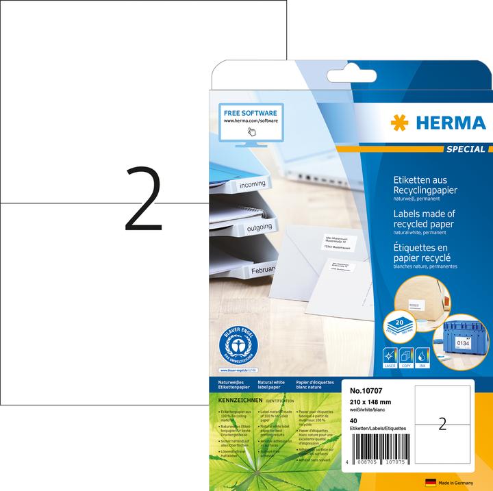 Actual product image HERMA Recycling shipping labels A4