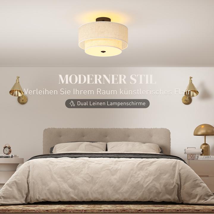 Image du produit Homcom Deckenlampe Metall, Stoff Cremeweiss (E14)