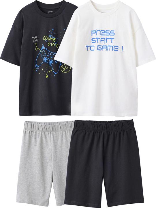Immagine prodotto Jonen 2er-Pack Jungen Sommer-Schlafanzüge Gamer mit Recycling-Baumwolle (140)