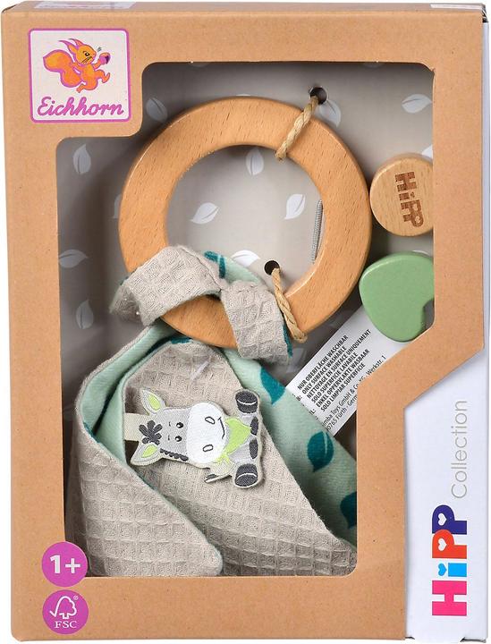 Actual product image Eichhorn Baby HIPP Wooden Teething Ring with Cuddle Cloth