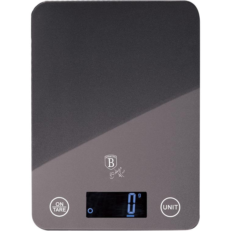 BerlingerHaus Digitale Küchenwaage max. 5 kg Metallic Line Carbon Pro Edition, Küchenwaage, Silber