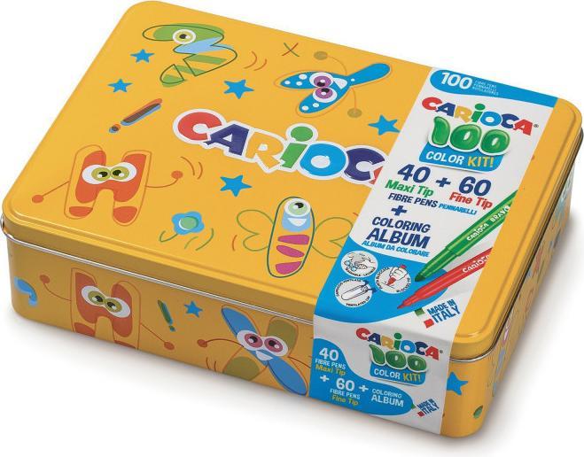 Image du produit Carioca Feutres de coloriage en boîte métallique 100 pièces, Jaune (100x)