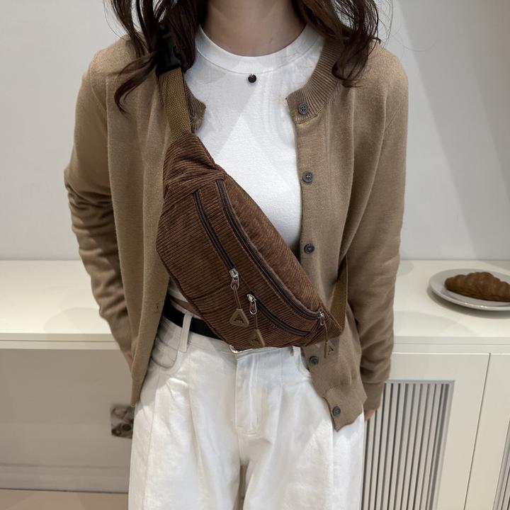 Produktbild Only-Bags.Store Schicke Cord-Crossbody-Slingtasche - vielseitig und bequem, perfekt zum Einkaufen, Spazierengehen