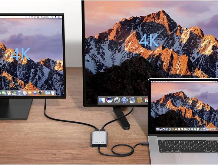 Produktbild Wavlink WS-UTA02H Thunderbolt / HDMI Adapter (1x Thunderbolt - 2x HDMI®) Space Grau eindrähtig 50cm (HDMI, Thunderbolt, 50 cm)