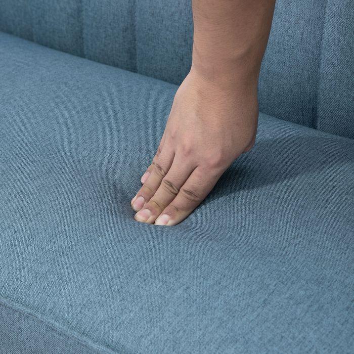 Immagine prodotto Swisshandel24 Divano a 2 posti, poltrona con aspetto lino, divano doppio con gambe in legno, capacità di carico (2 posti)