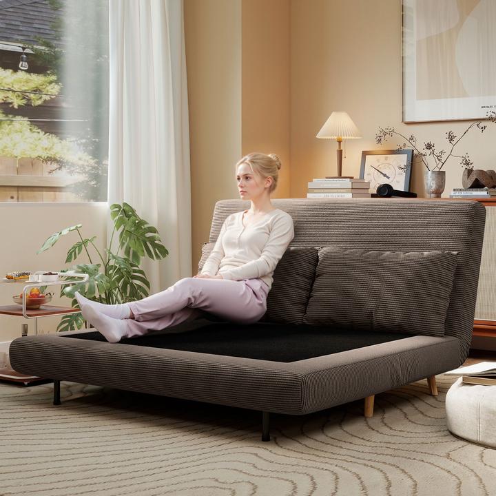 Produktbild Homcom Schlafsofa Polyester, Buchenholz Kaffee-Braun