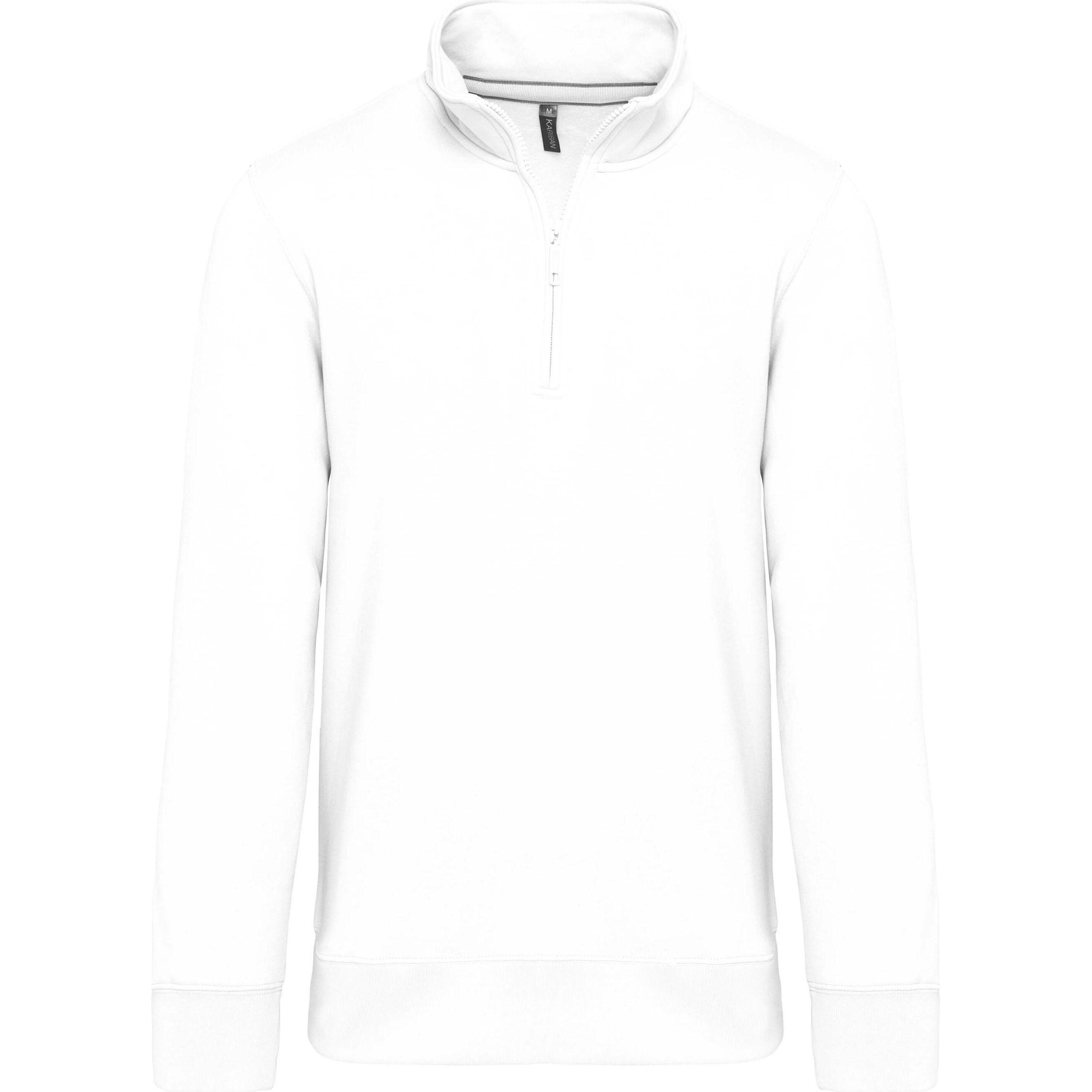 Kariban, Herren, Pullover, Col Zippé, Weiss, (S)