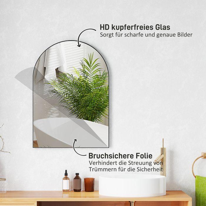 Produktbild Swisshandel24 Badspiegel 50 x 70 cm Spiegel mit Splitterschutzfolie, Badezimmerspiegel Schwarz (50 x 70 cm)