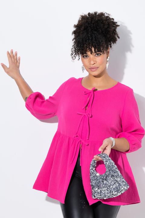 Produktbild Miamoda Bluse, A-Linie, Musselin, Bindebänder, Kräuselnaht (52)