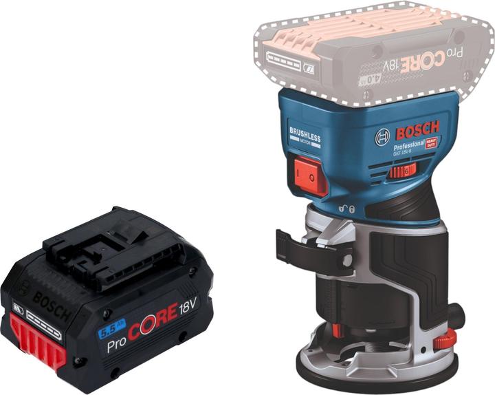 Actual product image Bosch Professional Bosch GKF 18V-8 Professional cordless edge router 18 V 8.0 mm brushless + 1x ProCORE rechargeable
