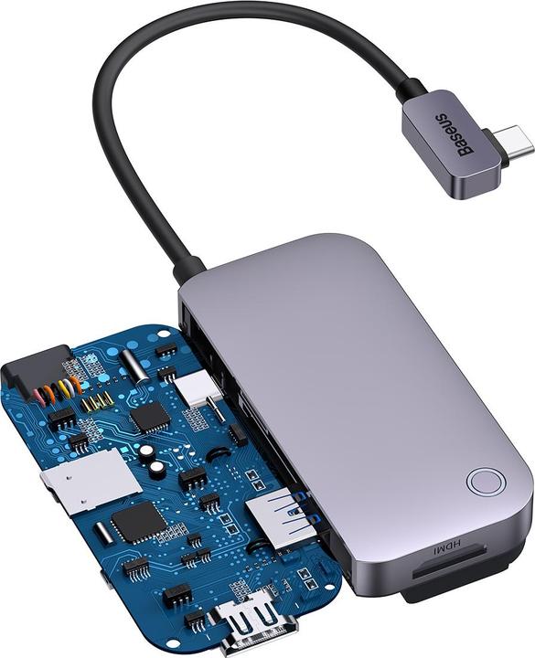 Image du produit Baseus Adaptateur PadJoy 6 ports Type-C HUB gris foncé (USB-C, 6 ports)