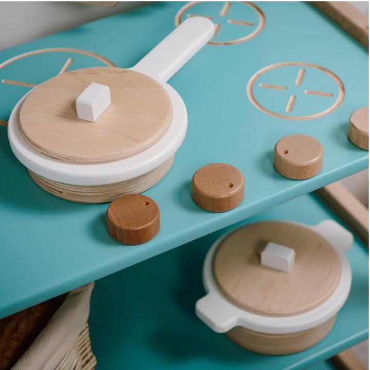 Actual product image Activity Board Waldorf Atmosphere, Kitchen Play Set, Children's Wooden Play Kitchen - Mint