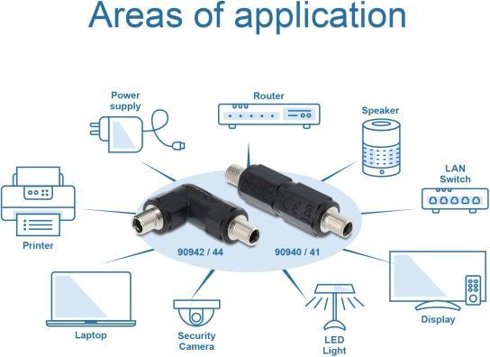 Produktbild Delock Hohlstecker Adapter DC 5,5 x 2,5 mm Buchse auf Buchse mit Gewinde gerade