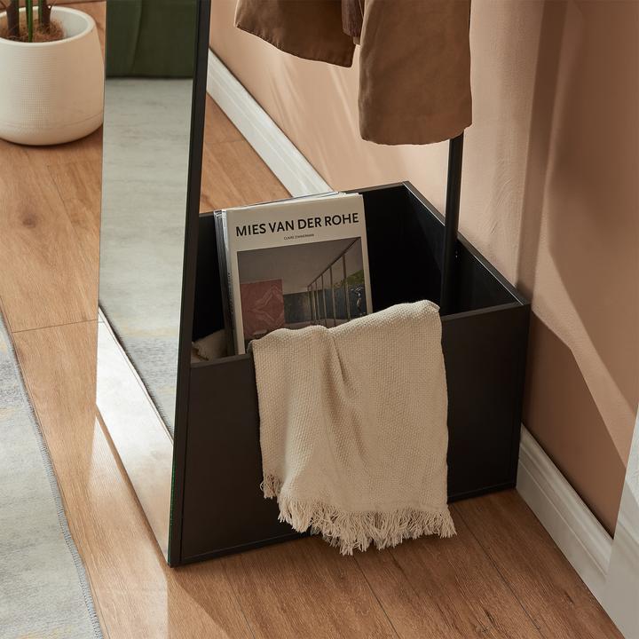 Produktbild En.Casa Garderobenspiegel 2-in-1 Kuonta 165x40x51 cm Schwarz